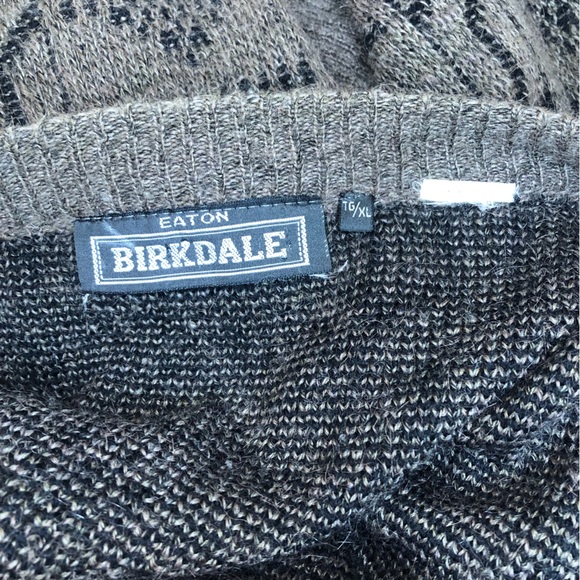 Vintage 80’s Eatons grandpa cardigan sweater, brown and black, extra large - Picture 6 of 7